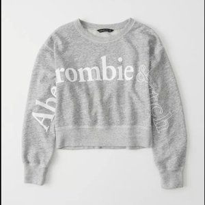 A&F Exploded Logo Crop Crewneck Sweatshirt